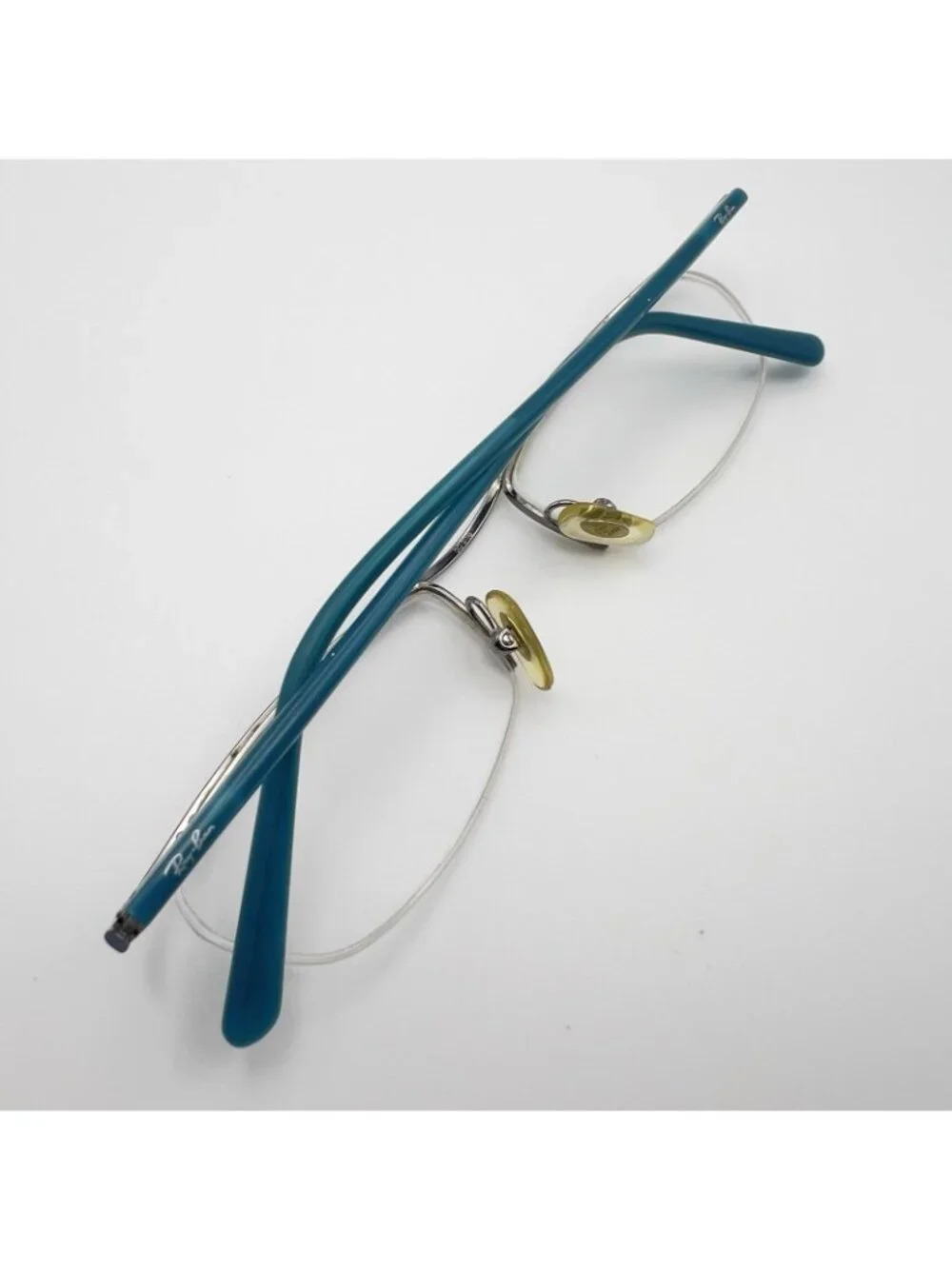 Ray Ban RB 6081 2551 Half Rim Eyeglass Frames Silver Blue 50-19-135 Case Italy
